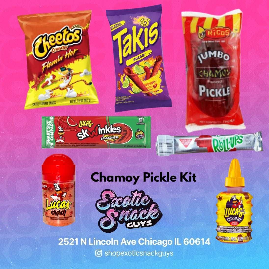 Chamoy Pickle Kit With Hot Cheetos and Takis As seen on TikTok