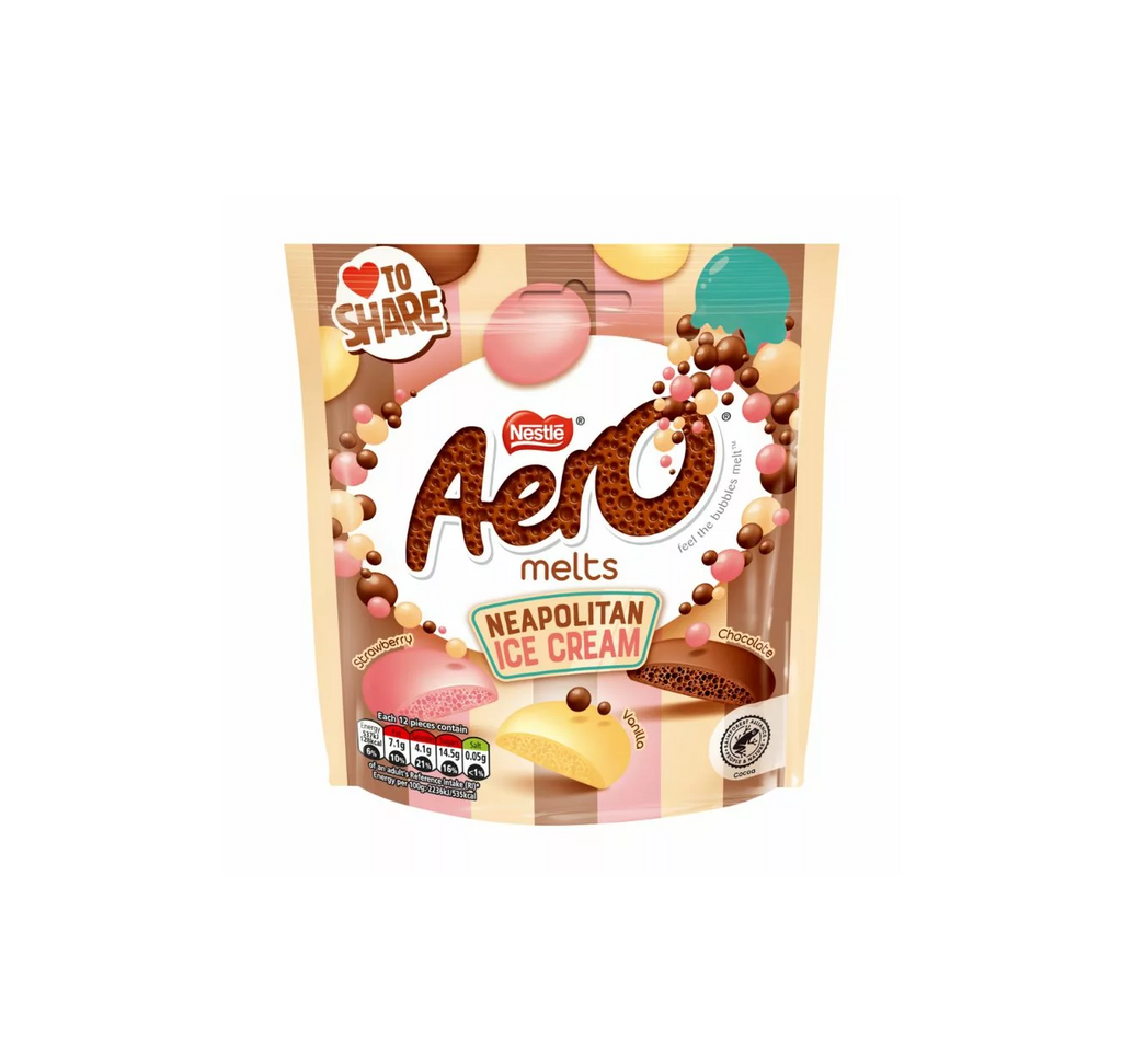 Nestle Aero Melts Neapolitan Ice Cream 86g  - UK (Case of 12)