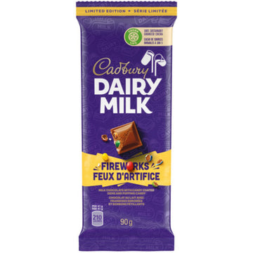 Cadbury Dairy Milk Fireworks with popping candy Tablet bar 90g Box of 21 CANADA