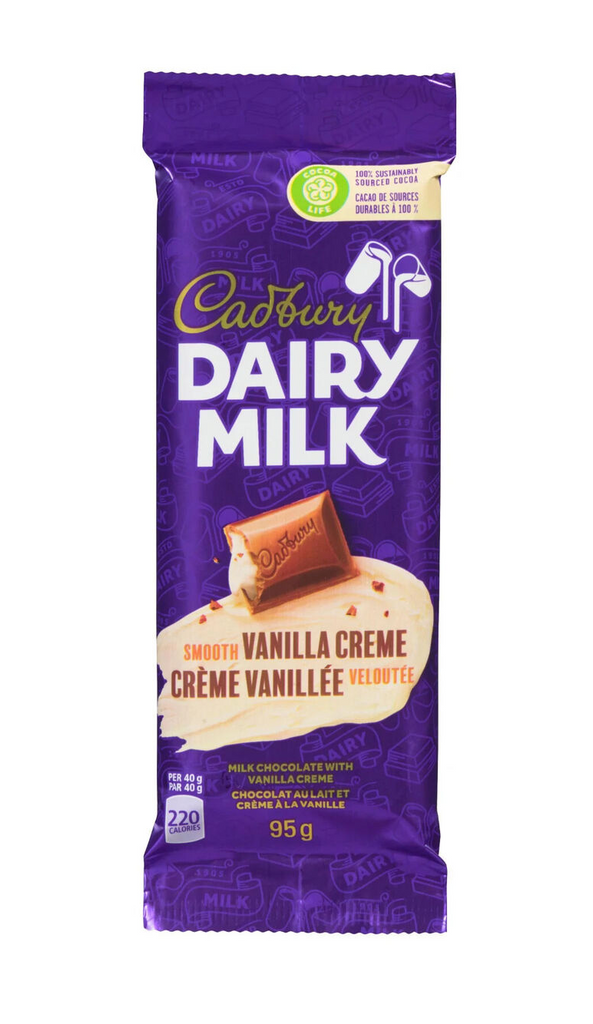 Cadbury Dairy Milk Vanilla Creme 95g  Case of 21 - Canada