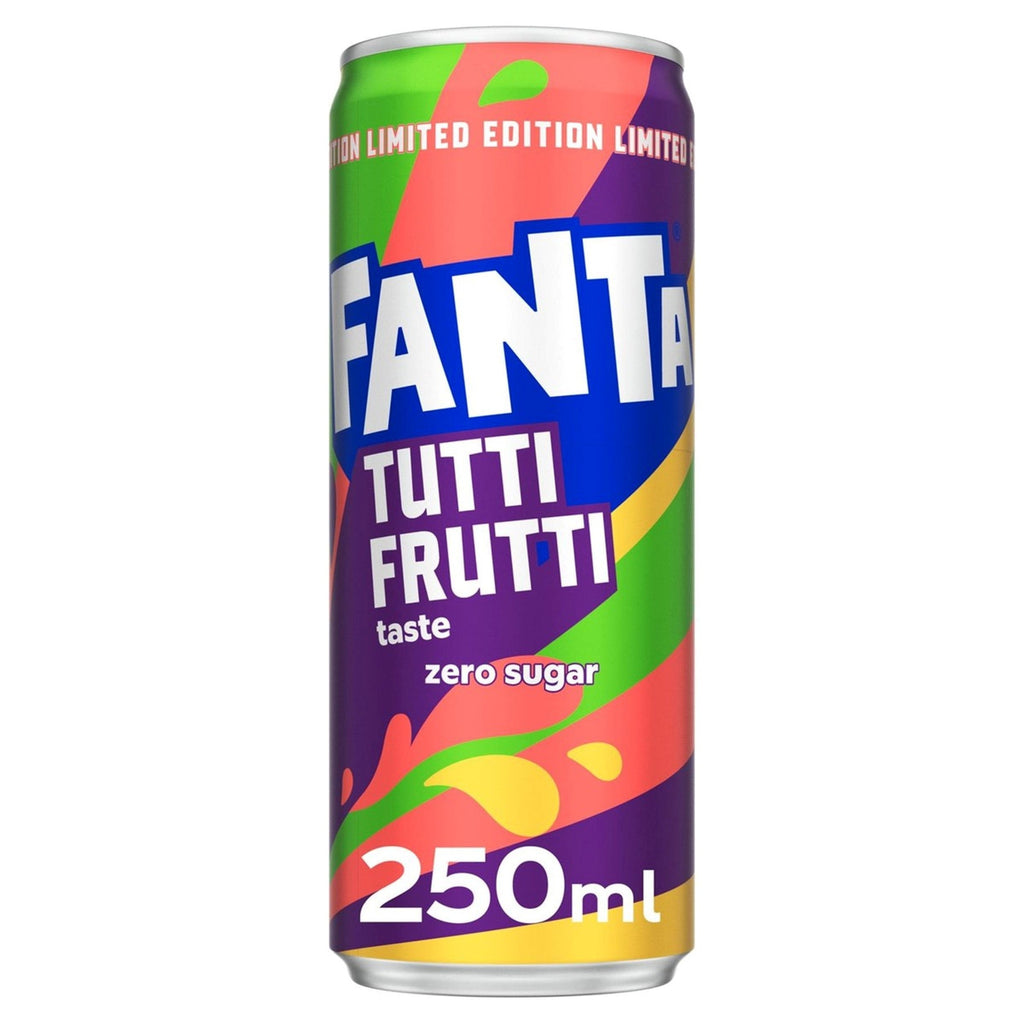 Fanta Tutti Frutti 250ml zero sugar soda Cans case of 24 UNITED KINGDOM