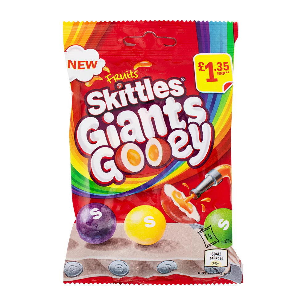 Skittles Giants Gooey 109g - UK (Case of 12)