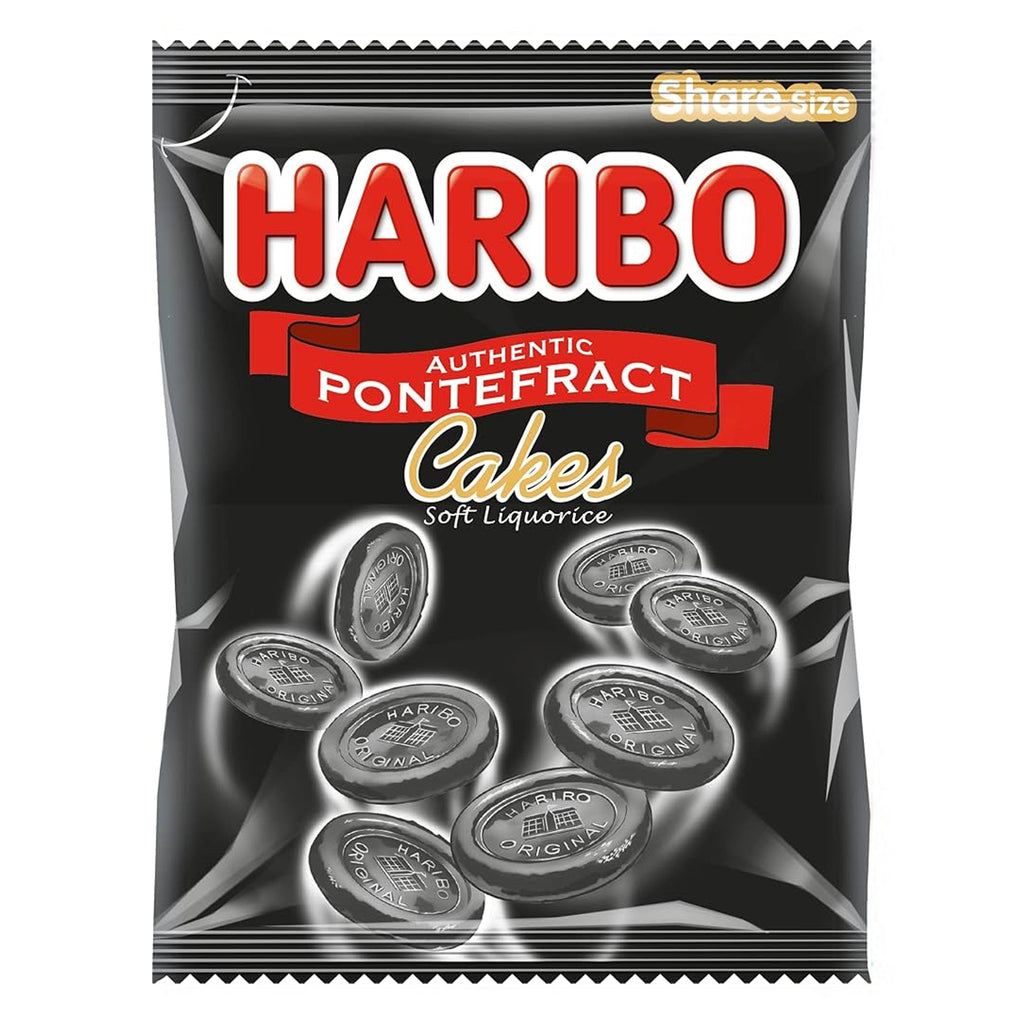 Haribo Authentic Pontefract Cake soft licorice 160g UNITED KINGDOM (Case of 12)