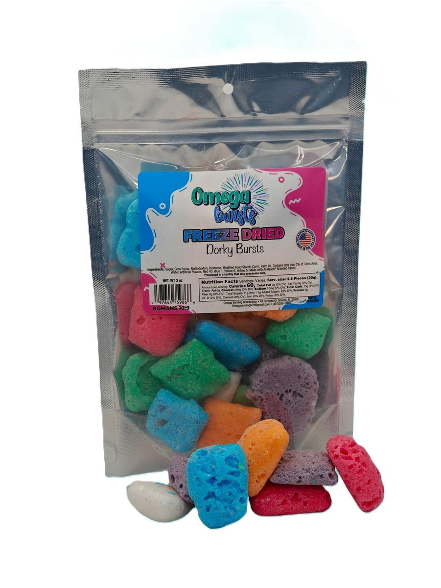 Omega Bursts Freeze Dried Dorky Bursts Candy - 3oz – Exotic Snack Guys