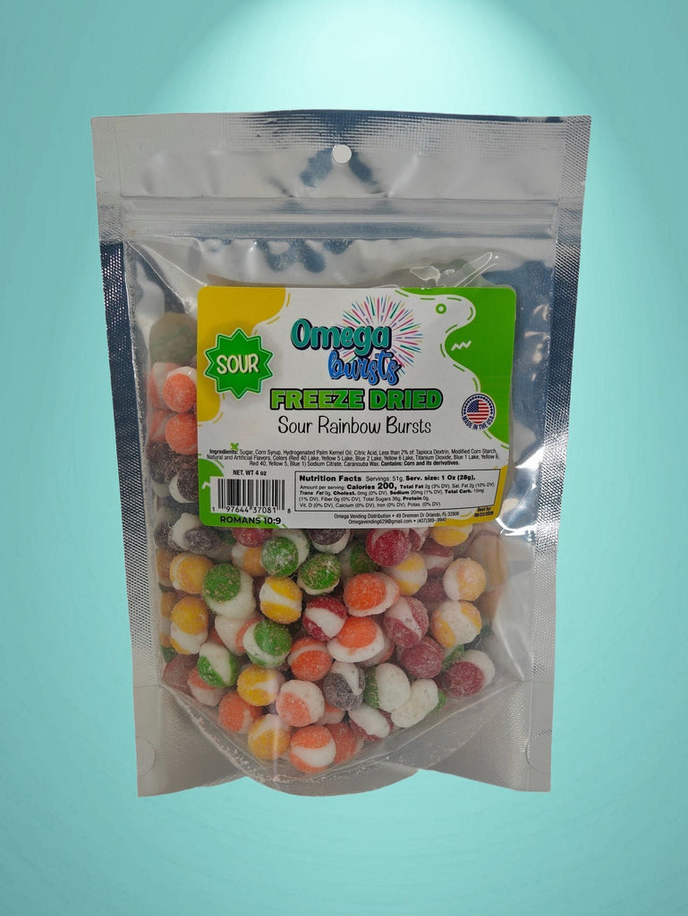 Omega Bursts Freeze Dried Sour Rainbow Bursts Candy - 4oz – Exotic ...