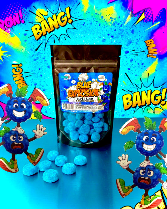Omega Bursts Blue Explosion Super Sour Gummies – Exotic Snack Guys