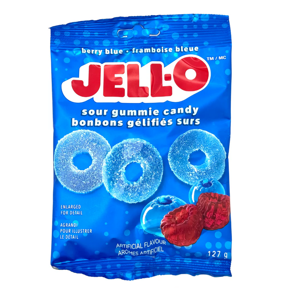 Jell-O berry blue sour gummie candy 127g CANADA (Case of 12)