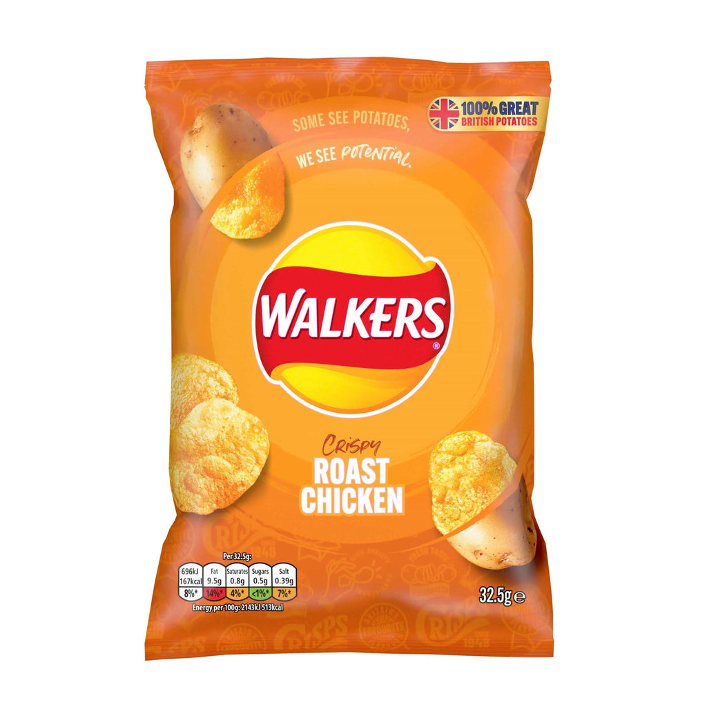 Lays-Walkers Crispy Roast Chicken potato chips 45g UNITED KINGDOM (Case of 12)
