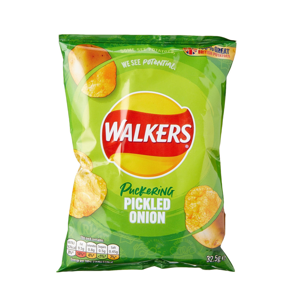 Lays-Walkers Puckering pickled onion Potato chips 32.5g UNITED KINGDOM (Case of 12)