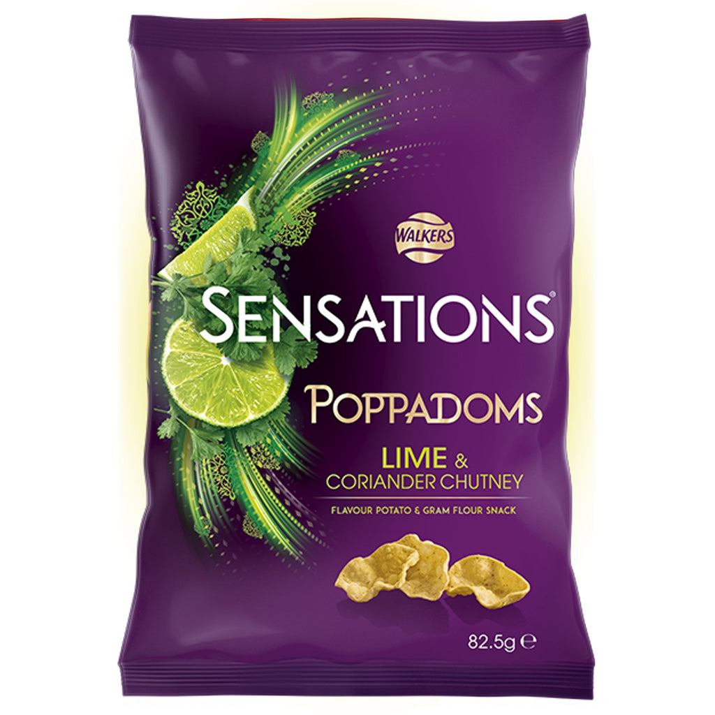 Lays-Walkers sensations poppadoms lime and coriander chutney 82.5g large bags UNITED KINGDOM (Case of 12)