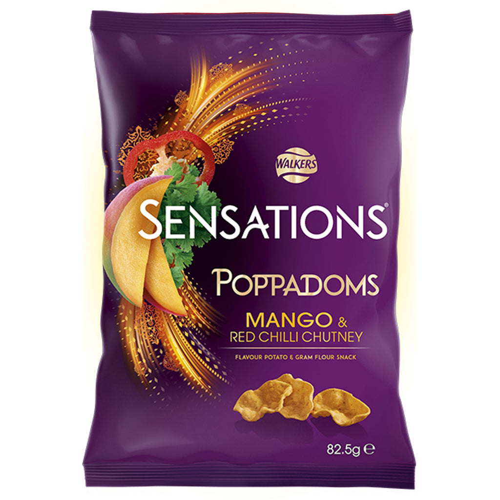 Lays-Walkers sensations poppadoms mango and red chili chutney 82.5g large bags UNITED KINGDOM (Case of 12)