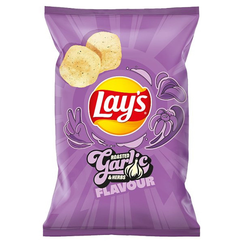 Lays Roasted garlic & herbs potato chips 130g POLAND (Case of 12)