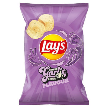 Lays Roasted garlic & herbs potato chips 130g POLAND (Case of 12)