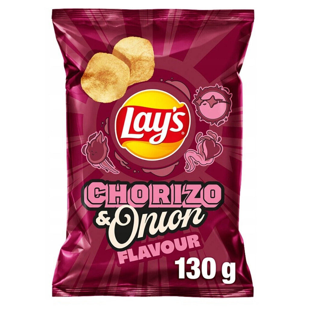 Lays chorizo & onion potato chips 130g POLAND (Case of 12)