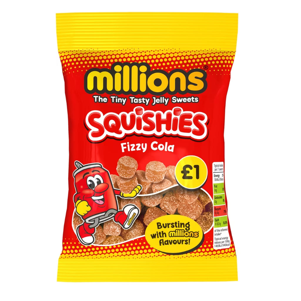 Millions Squishies Fizzy Cola Flavour 100g UNITED KINGDOM (Case of 12)