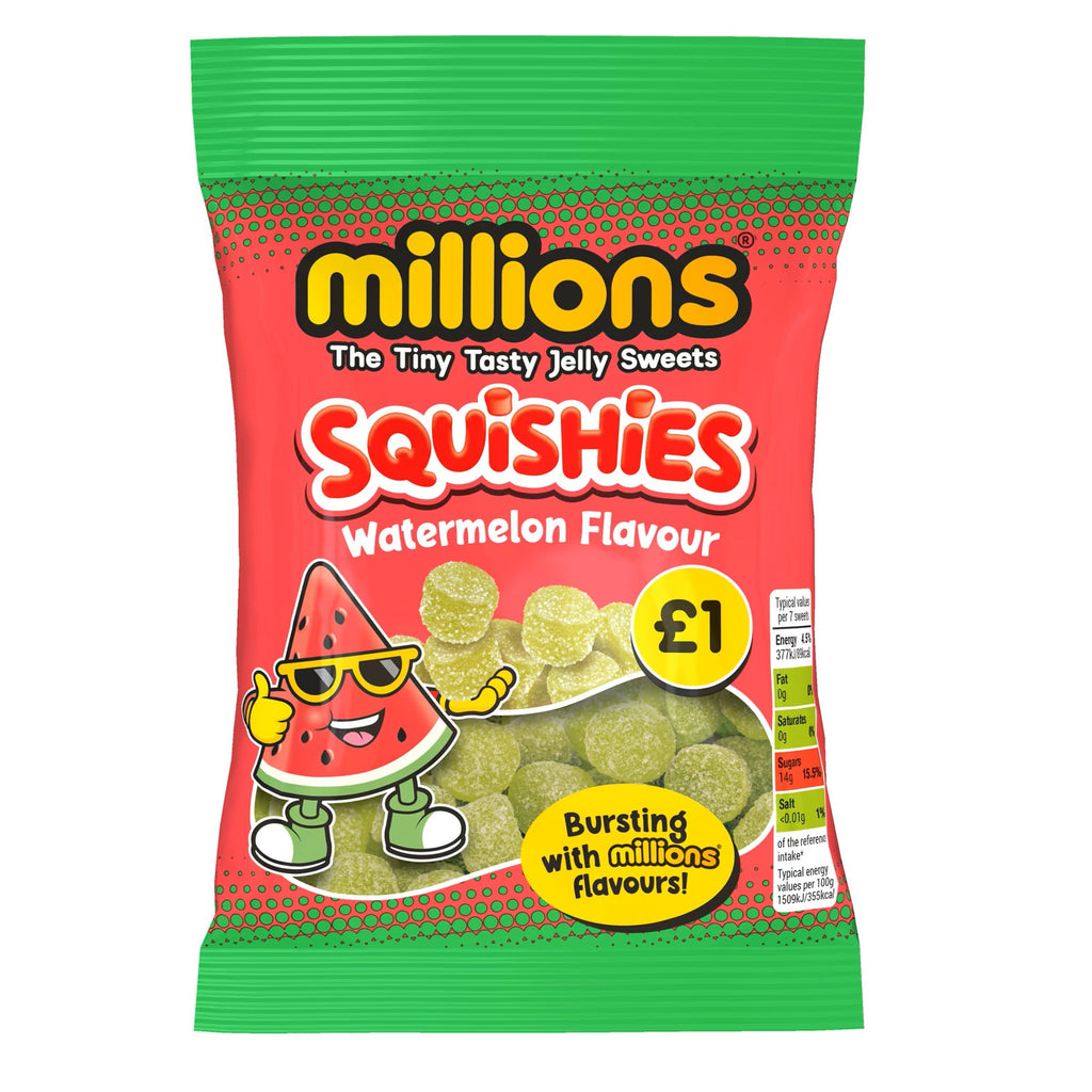 Millions Squishies Watermelon Flavour 100g UNITED KINGDOM (Case of 12)