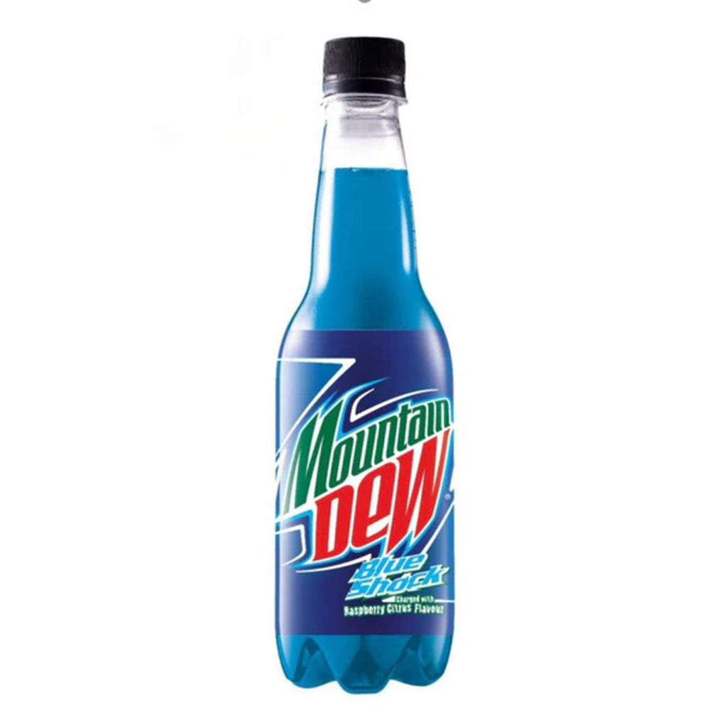 Mountain Dew Blue Shock Soda 400ml bottles case of 24 MALAYSIA