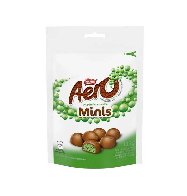 AERO Peppermint Milk Chocolate Minis 135 g - Canada (Case of 12)