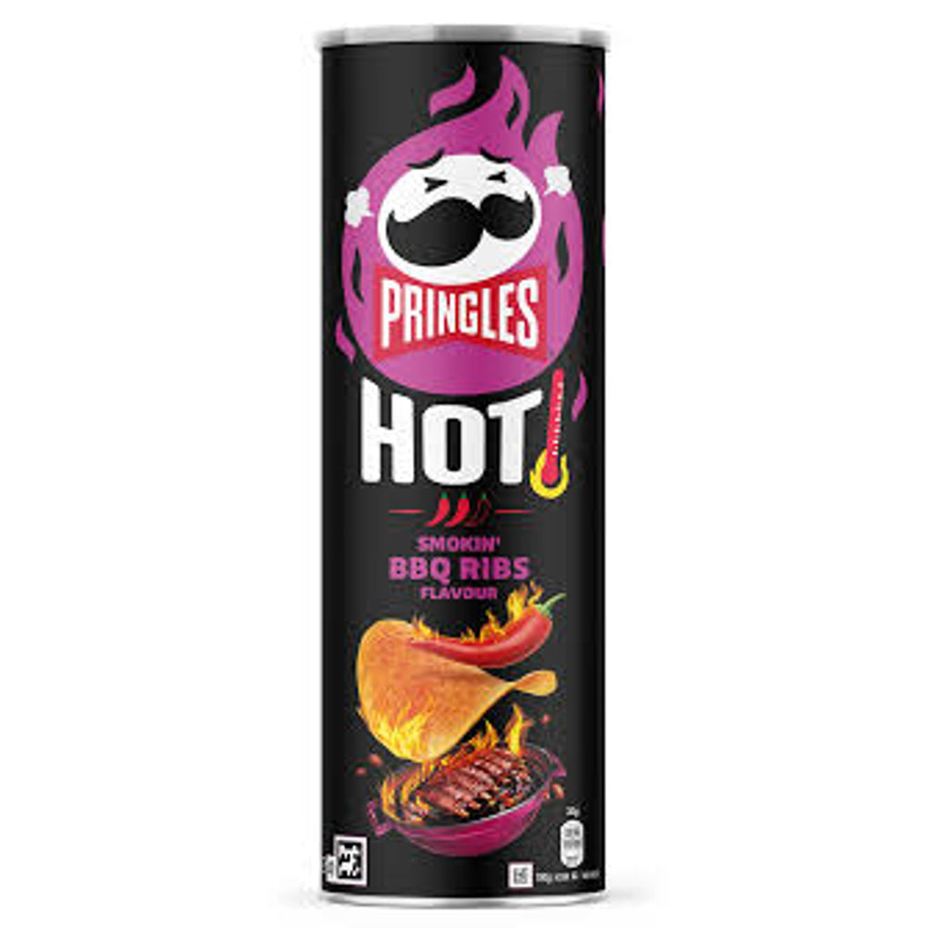 Pringles Hot Smokin' BBQ Ribs Flavor potato Chips 160g BELGIUM (Case of 12)