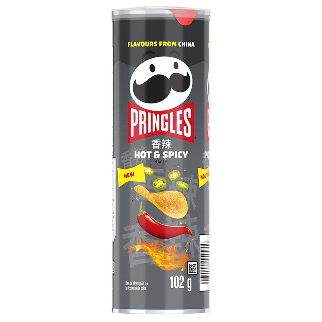 Pringles Hot & Spicy potato chips 102g CANADA (Case of 12)