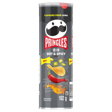 Pringles Hot & Spicy potato chips 102g CANADA (Case of 12)