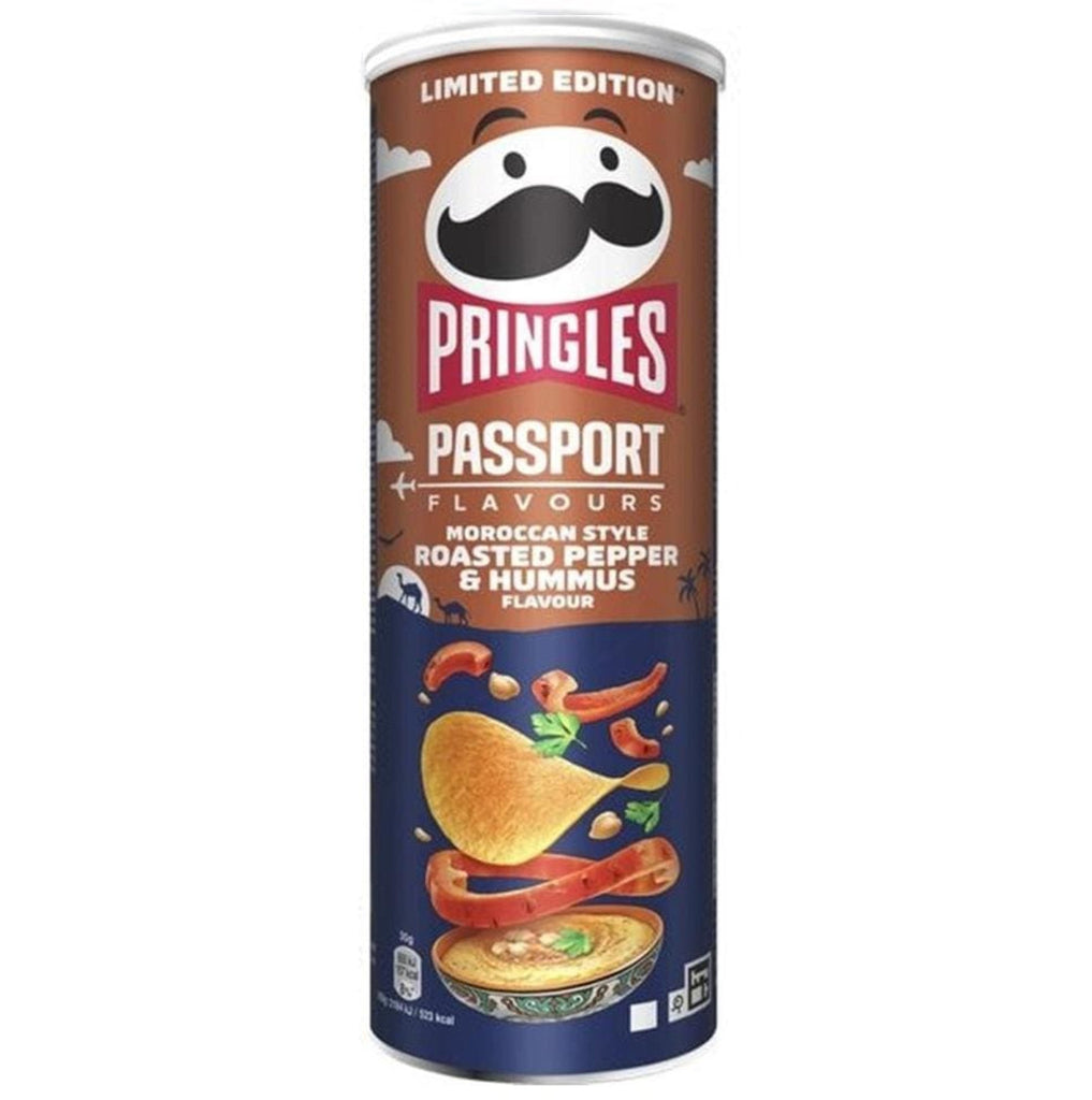 Pringles Passport flavors Moroccan style roasted peppers & Hummus potato Chips 165g BELGIUM (Case of 12)