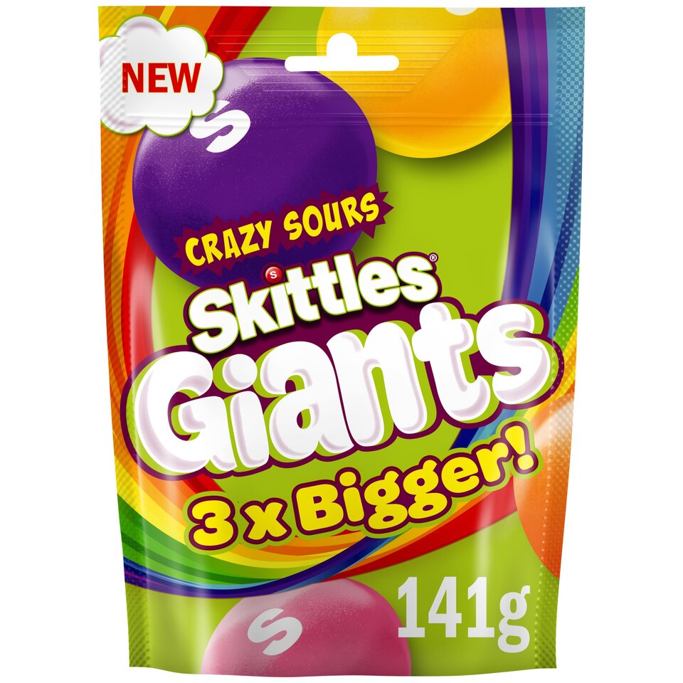 Skittles Giants Crazy Sours 141g Bag Wholesale - Box of 15