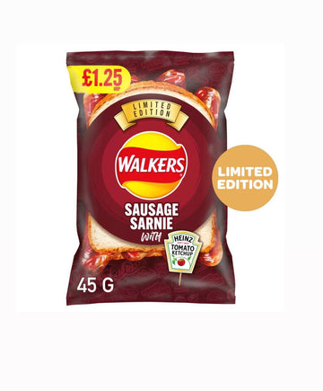Walkers Sausage Sarnie With Heins Ketchup